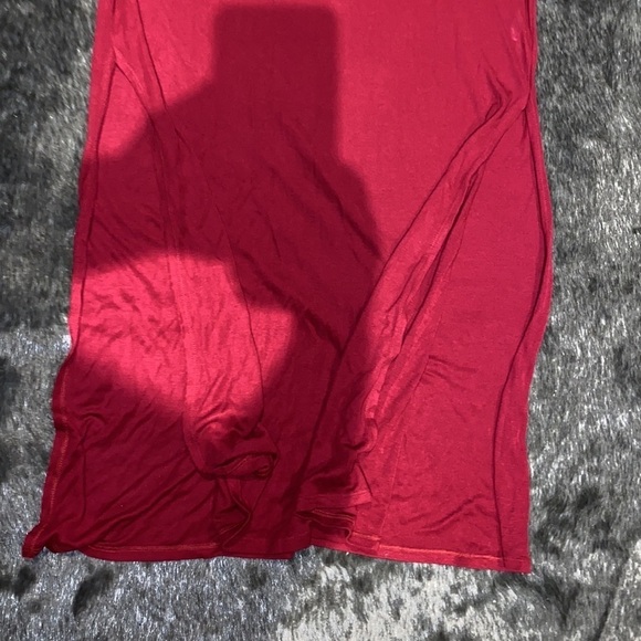 High line burgundy long V neck sleeve less casual blouse dress  M - Picture 13 of 15